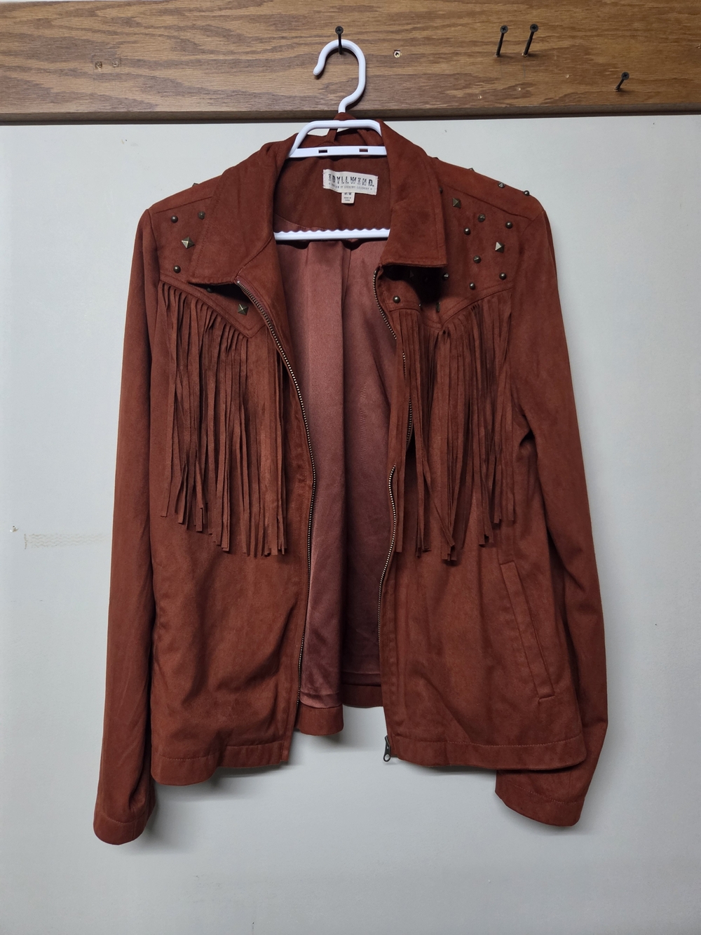 Idyllwind Rust Fringe Faux Suede Studded Jacket